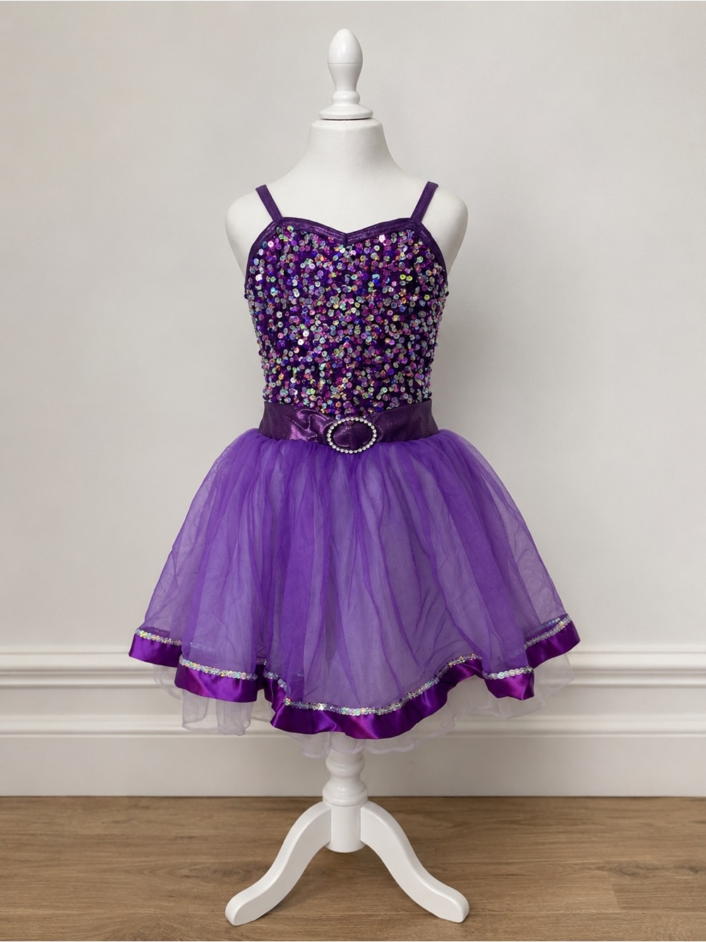 Purple Sequin Tulle Kids Costume Dress